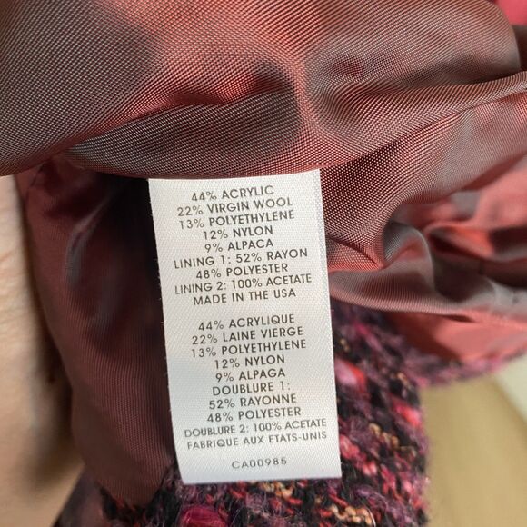 Nanette Lepore Pink and Black Tweed Blazer with Toggle Closure, Size 2 - Picture 9 of 9